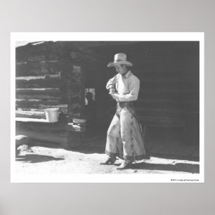 Cowboy, der von einer Peter Pan-Erdnussbutter Can. Poster