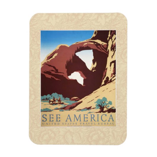 Cowboy Desert Vintage Western Horses Magnet (Vertikal)