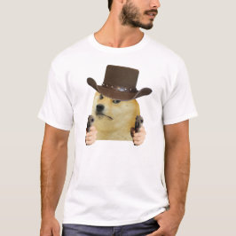 Cowboy Dog Funny Meme Doge Holding Guns Memes T-Shirt