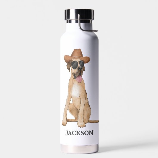 Cowboy Dog Illustration Trinkflasche (Links)