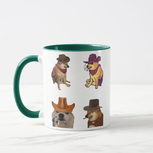 Cowboy Dog Meme Set Funny Doge With Gun Mug Tasse (Links)