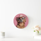 Cowboy Dog Wall Clock with Hat and Sunglasses - Hu Runde Wanduhr (Zuhause)
