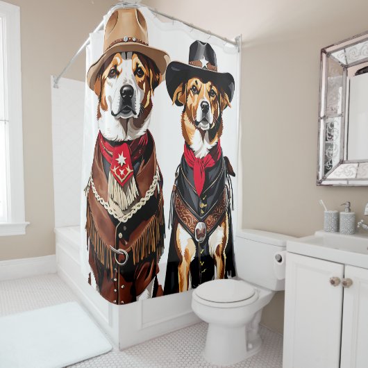 Cowboy Dogs Duschvorhang (Beispiel)