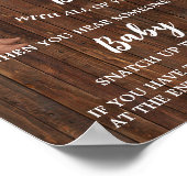 Cowboy Don't say Baby Clothespin Baby Shower Game Poster (Ecke)