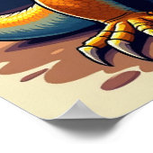 Cowboy Dragon Lizard - Funny Fantasy Poster (Ecke)