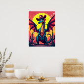 Cowboy Dragon Showdown - Funny Pop Art Fantasy Poster (Küche)