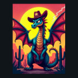 Cowboy Dragon Showdown - Funny Pop Art Fantasy Poster<br><div class="desc">Dieses Poster erzählt die Geschichte von Sheriff Sparky, einem erbitterten Drachen mit einer komischen Seite. Der winzige, sternverzierte Cowboy-Hut auf seinem massiven Kopf ist der Schlüssel - es ist das urkomisch kleine Detail, das ein mythisches Tier in den Gesetzgeber eines fantastischen Wilden Westens verwandelt. Die Kunst ist besonders, weil sie...</div>