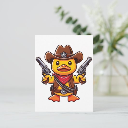 Cowboy Duck Sheriff Postkarte (Stehend Vorderseite)