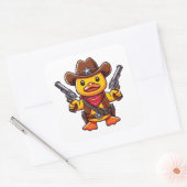 Cowboy Duck Sheriff Quadratischer Aufkleber (Umschlag)