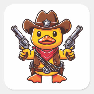 Cowboy Duck Sheriff Quadratischer Aufkleber