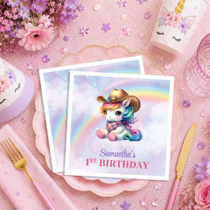 Cowboy Einhorn Rosa Lila Mädchen Geburtstag Servie Serviette