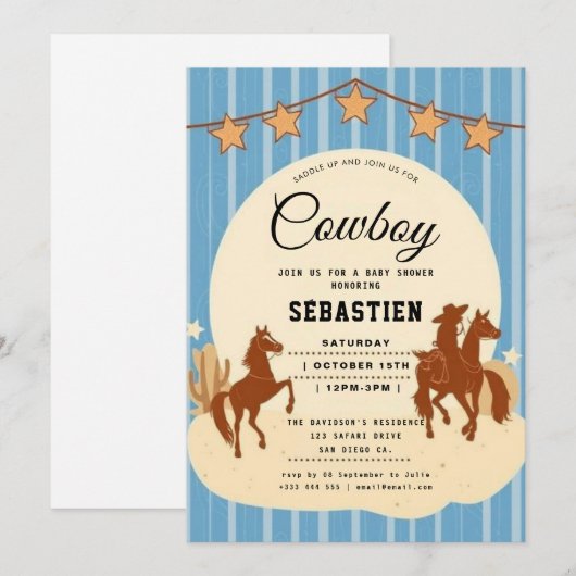 Cowboy-Einladung Einladung (Vorne/Hinten)