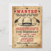 Cowboy Einladung, Western Geburtstag Einladung (Vorderseite)