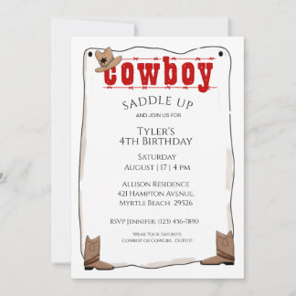 Cowboy - Einladungen zum Geburtstag