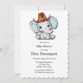 Cowboy Elephant Boy Baby Dusche Einladung