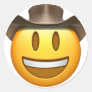 Cowboy-Emoji-Gesicht Runder Aufkleber