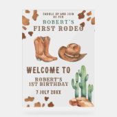 COWBOY erste Geburtstagsparty Acrylschild (Vorderseite)