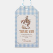 Cowboy erste Rodeo Gingham Geburtstag Geschenkanhänger (Vorderseite)