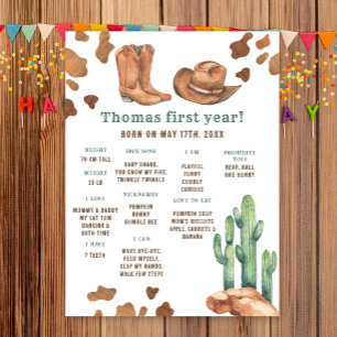 Cowboy-Erster-Geburtstag-Milestone-Geburtstag Poster