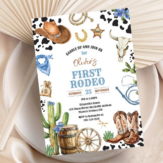 Cowboy erstes Rodeo Wild West 1. Geburtstag Einladung