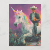 Cowboy fährt Einhorn in der Wüste Postkarte (Vorderseite)