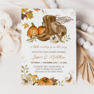 Cowboy Fall Pumpkin eine kleine Cowboy Baby-Dusche Einladung