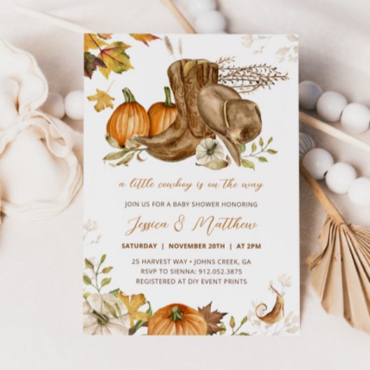 Cowboy Fall Pumpkin eine kleine Cowboy Baby-Dusche Einladung