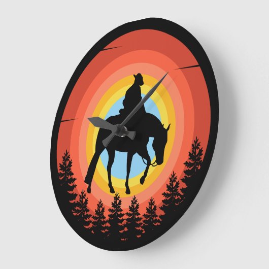 COWBOY FARBIGE SONNENGESCHICHTE GROßE WANDUHR (Winkel)