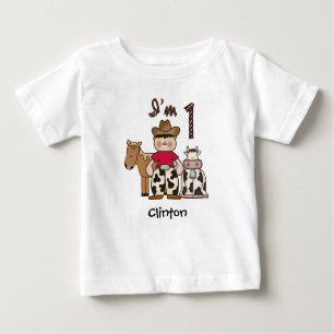 Cowboy First Birthday Baby T - Shirt
