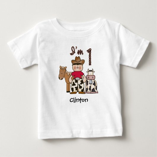 Cowboy First Birthday Baby T - Shirt (Vorderseite)
