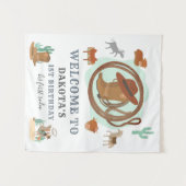 Cowboy First Birthday Party Willkommen Wandteppich (Vorderseite (Horizontal))