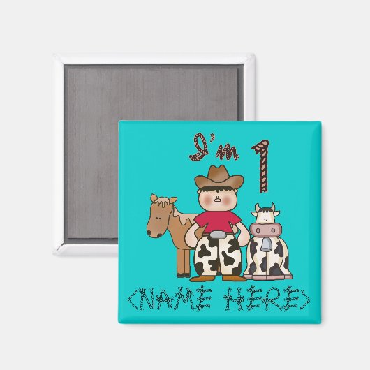 Cowboy First Birthday - Personalized - Customized Magnet (Vorderseite/Rückseite)