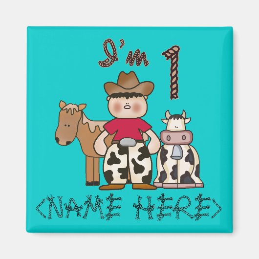 Cowboy First Birthday - Personalized - Customized Magnet (Vorne)
