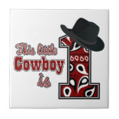 Cowboy First Geburtstag Fliese (Vorderseite)