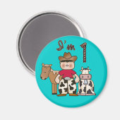 Cowboy First Geburtstag Magnet (Vorderseite/Rückseite)