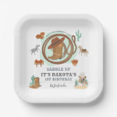 Cowboy First Geburtstag Pappteller (Vorderseite)