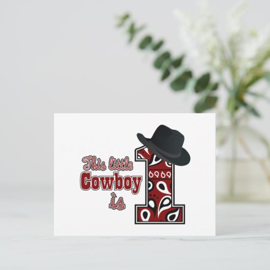 Cowboy First Geburtstag Postkarte (Stehend Vorderseite)