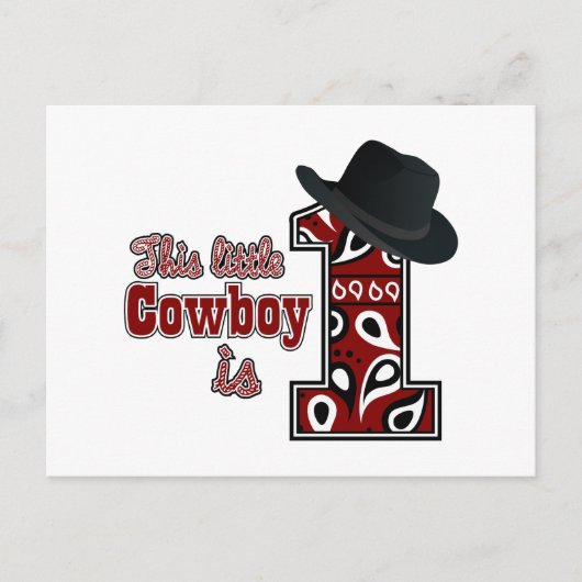 Cowboy First Geburtstag Postkarte (Vorderseite)
