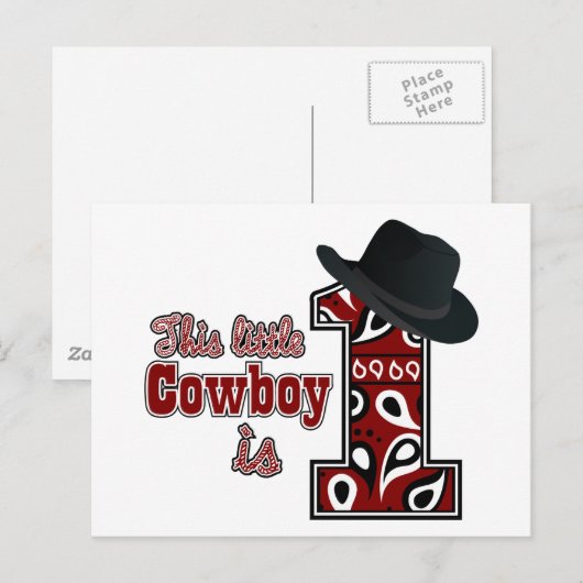 Cowboy First Geburtstag Postkarte (Vorne/Hinten)