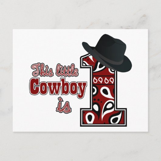 Cowboy First Geburtstag Postkarte (Vorderseite)