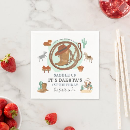 Cowboy First Geburtstag Serviette (Beispiel)