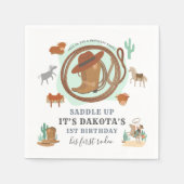 Cowboy First Geburtstag Serviette (Vorderseite)