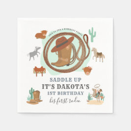 Cowboy First Geburtstag Serviette