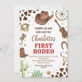 Cowboy First Rodeo 1st Birthday Einladung (Vorderseite)