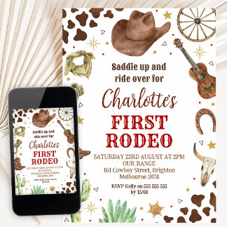 Cowboy First Rodeo 1st Birthday Einladung