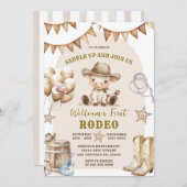 Cowboy First Rodeo Balloons Einladung zum Geburtst (Vorne/Hinten)