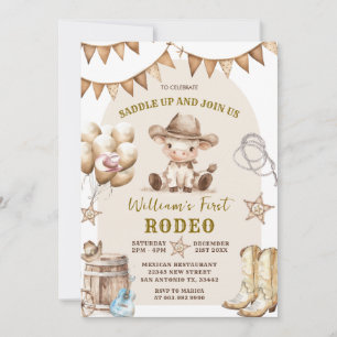 Cowboy First Rodeo Balloons Einladung zum Geburtst