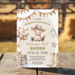 Cowboy First Rodeo Balloons Einladung zum Geburtst