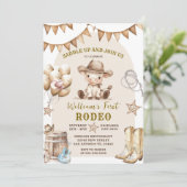 Cowboy First Rodeo Balloons Einladung zum Geburtst (Stehend Vorderseite)