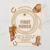 Cowboy First Rodeo Geburtstag Einladung Gender Neu Postkarte (Vorderseite)
